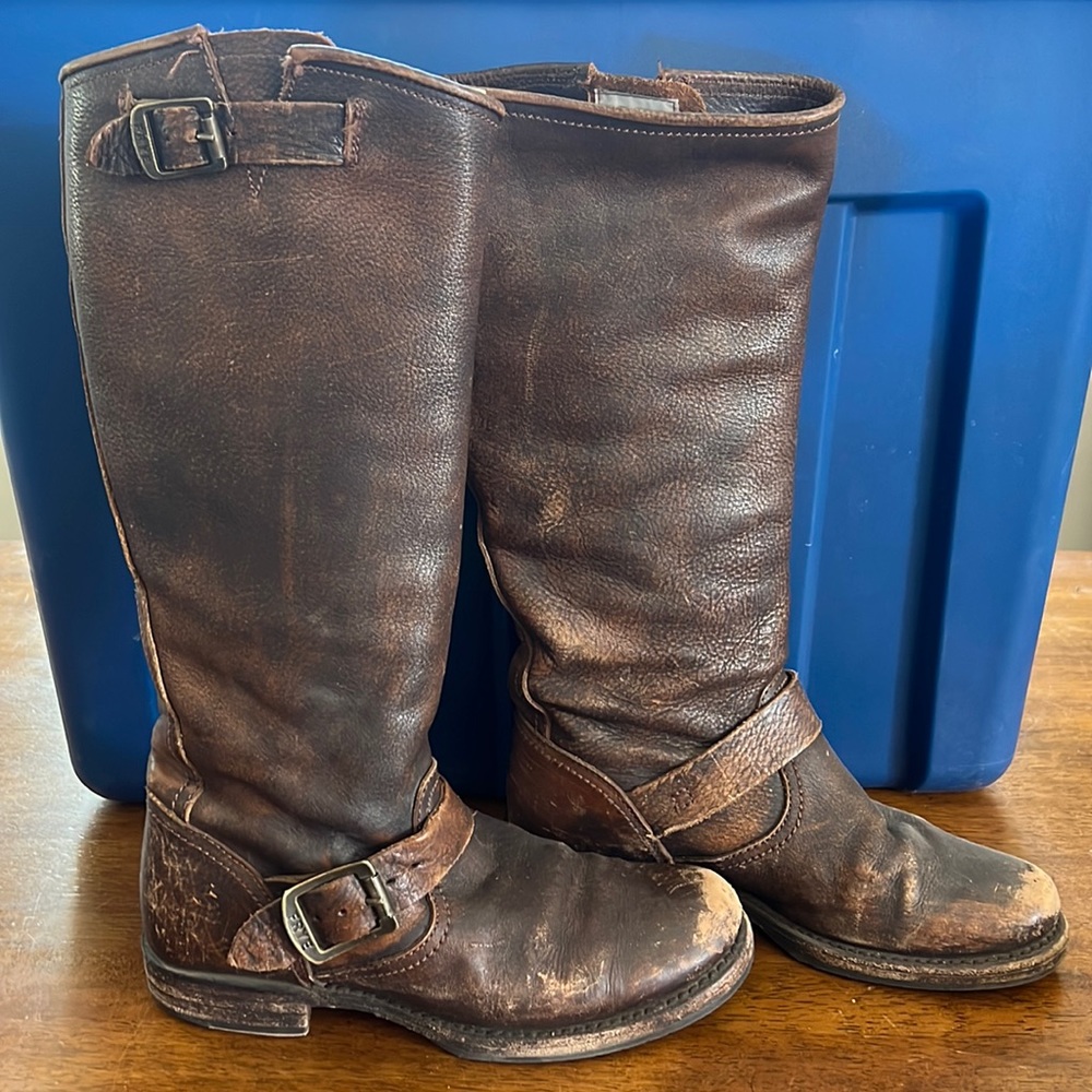 Frye Veronica tall slouch dark brown boot